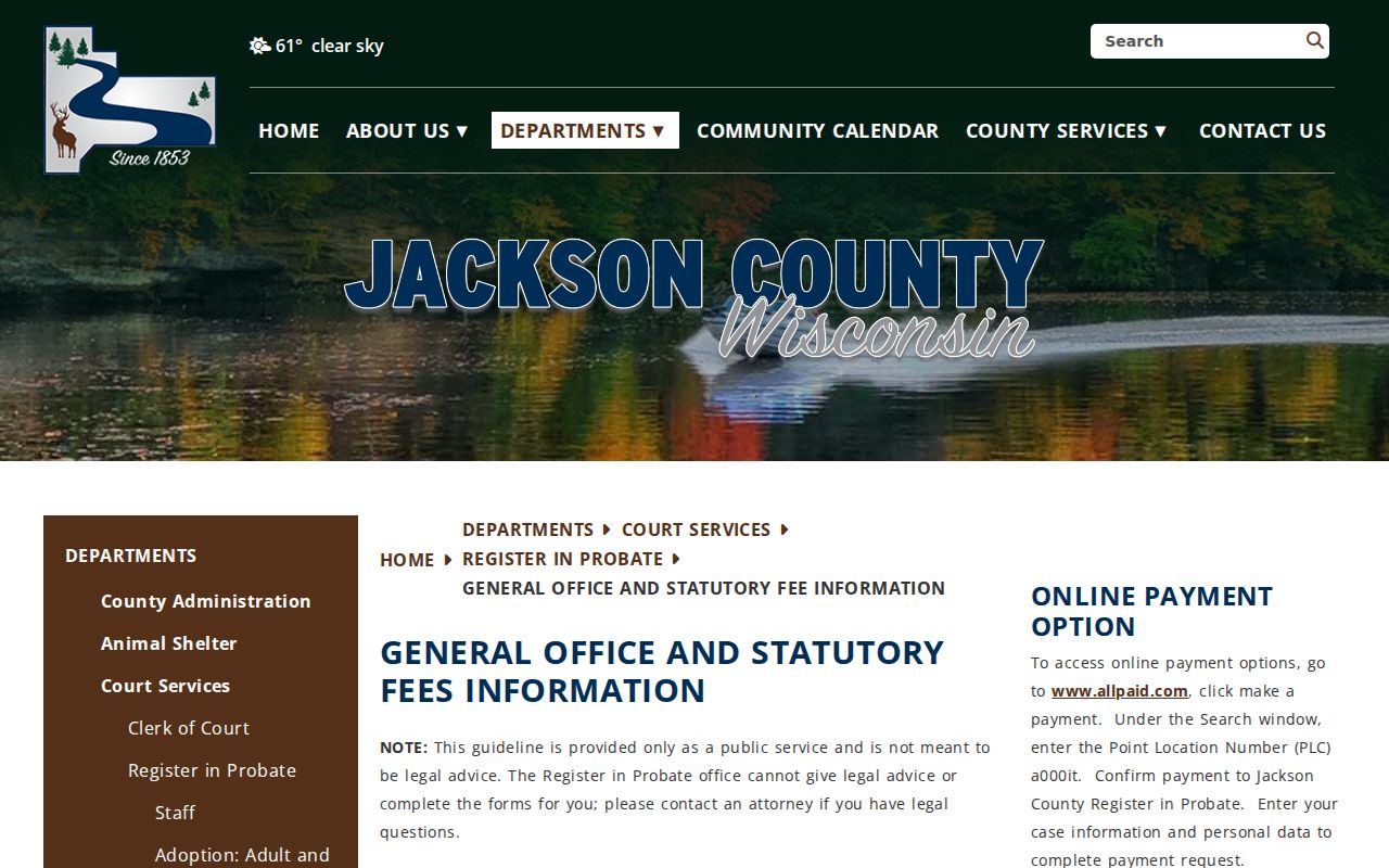 Jackson County probate court record copy information