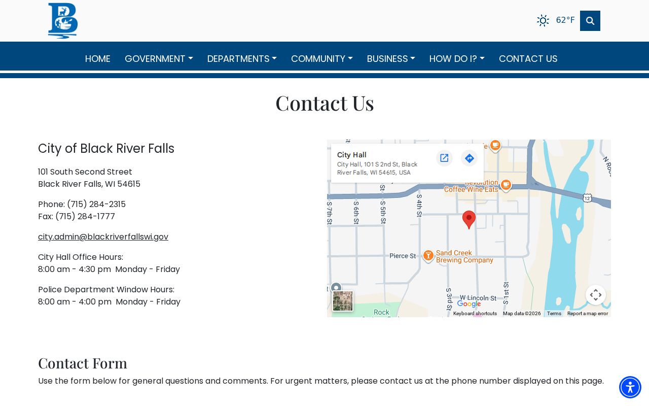 Black River Falls docket search City Hall contact information