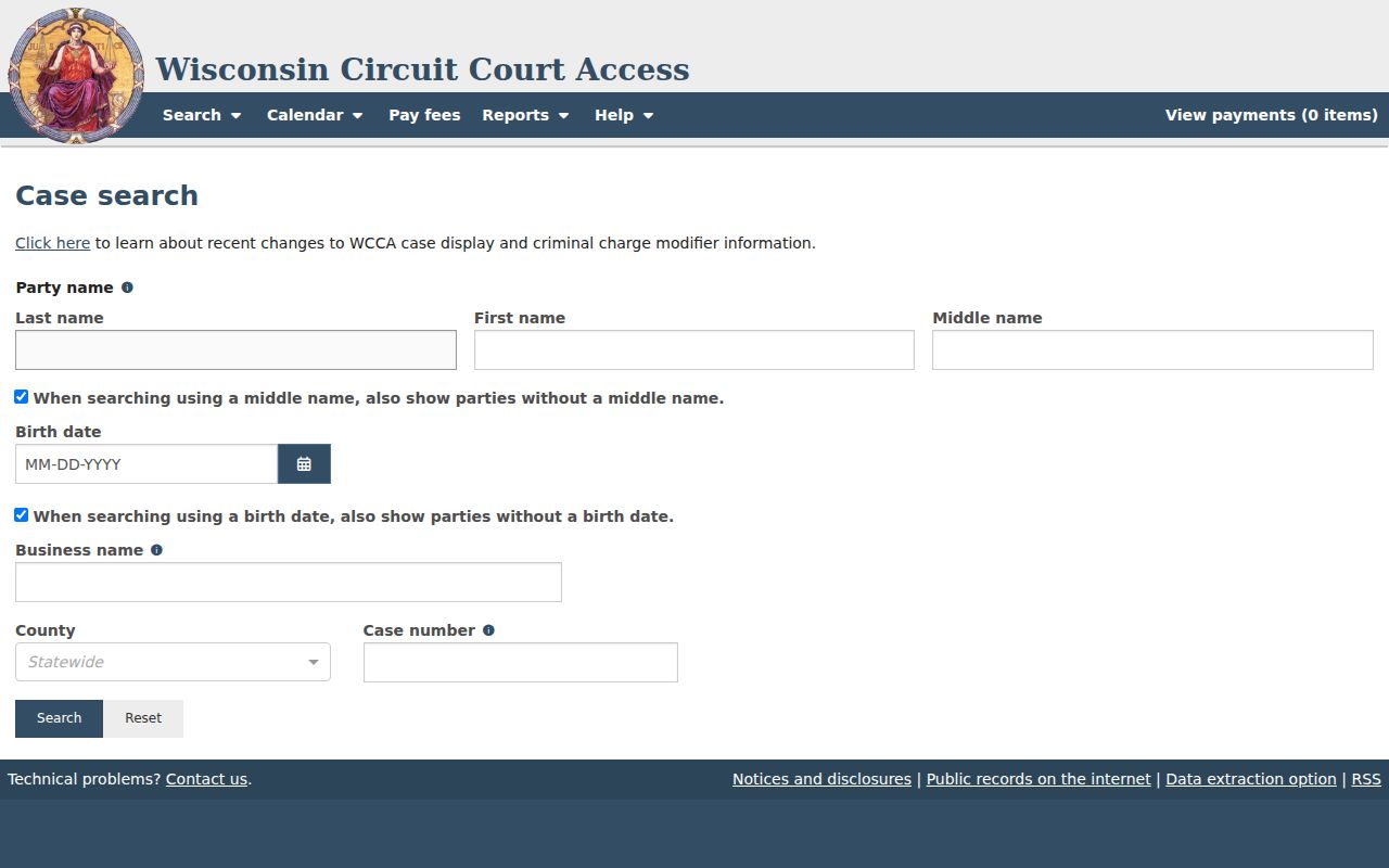 Jackson County court docket simple WCCA case search fields